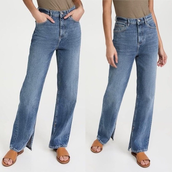 DL1961 Emilie Straight High Rise Vintage 31" Dark Oasis Stretch Jeans - Picture 1 of 14